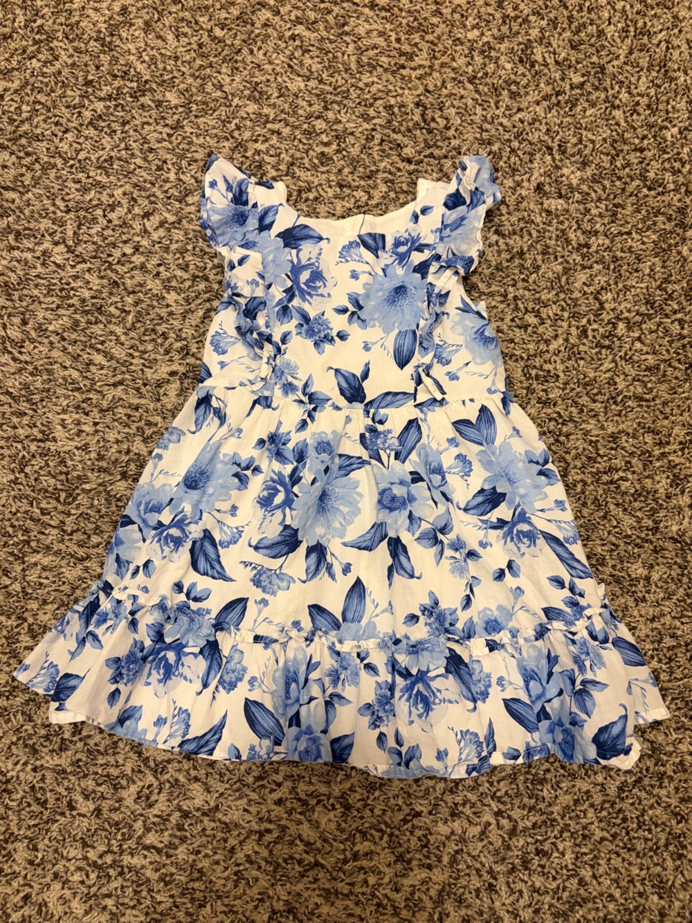 Janie and Jack White Dress with Blue Floral Print